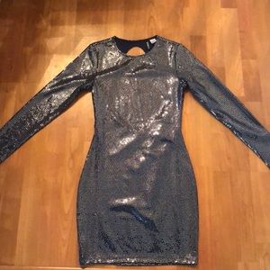 Shiny blue dress